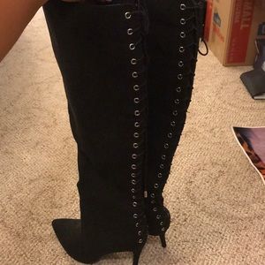 Faux suede knee high Express boots